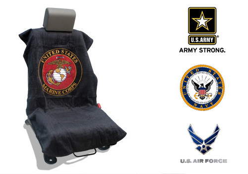 Seat Armour Slip On Seat Cover with Military Logo - Click Image to Close